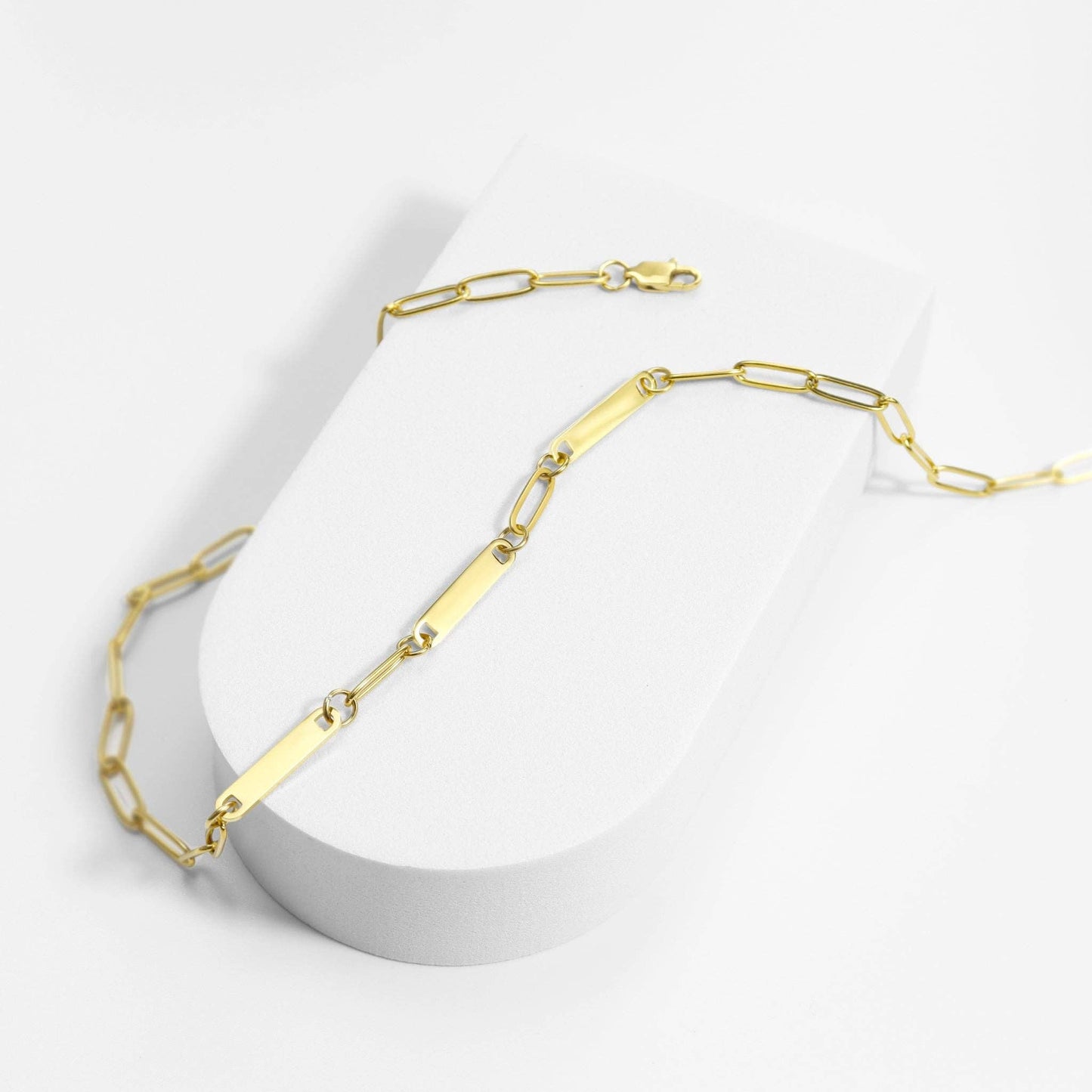 Stainless Steel Engravable Paperclip 3 Bar Necklace