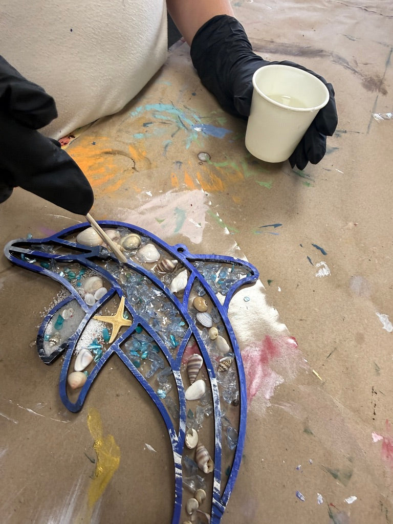 Faux Stained Glass - Dolphin