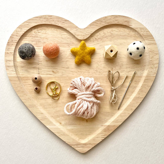 Felt Ball and Wood Bead Keychain Craft Kit With Gold Star