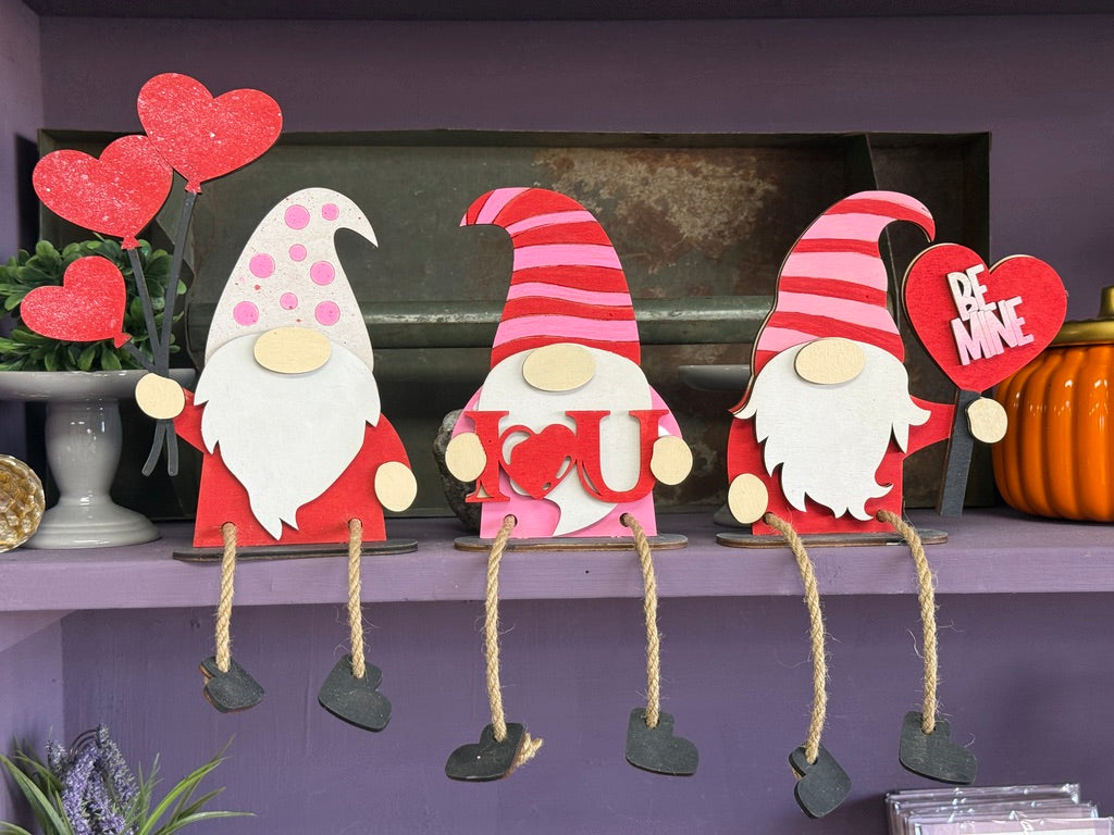 Valentine Gnomes Set of 3 Shelf Sitters