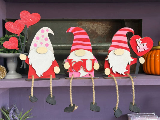 Valentine Gnomes Set of 3 Shelf Sitters