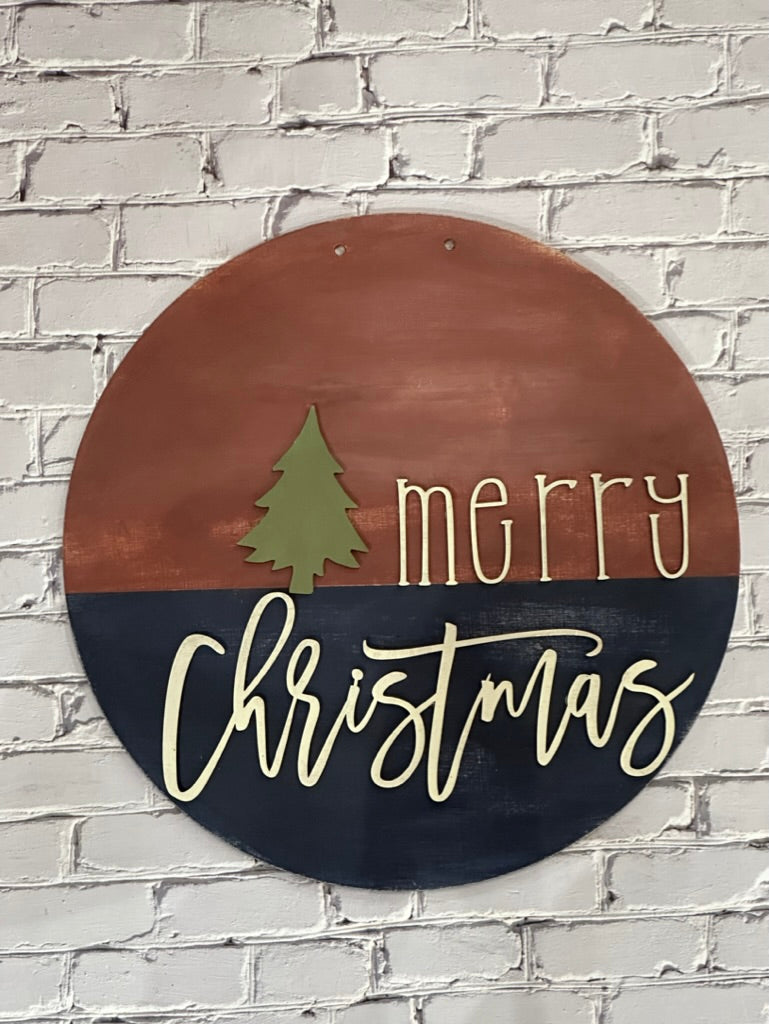 Merry Christmas with Tree Sign