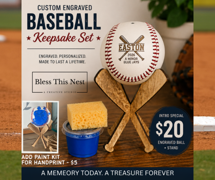 Custom Engraved Baseball Keepsake Set