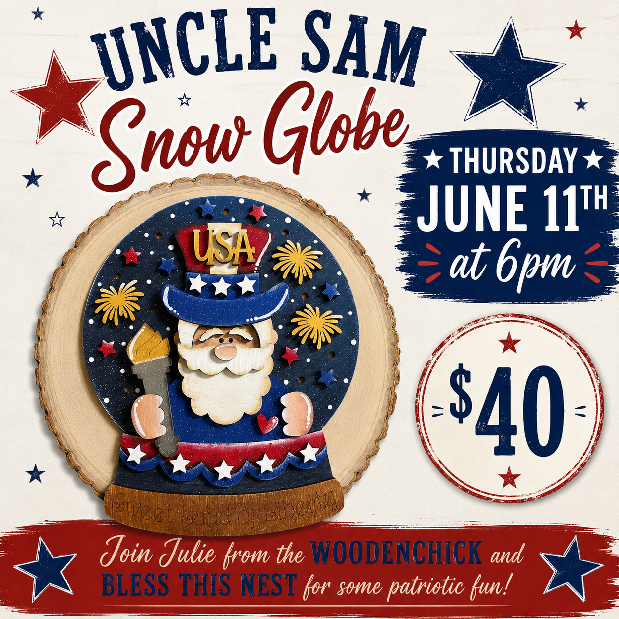 Uncle Sam Light Up Snow Globe Workshop