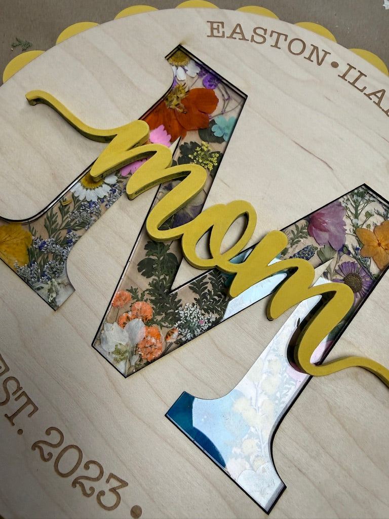 Pressed Flower Custom Sign
