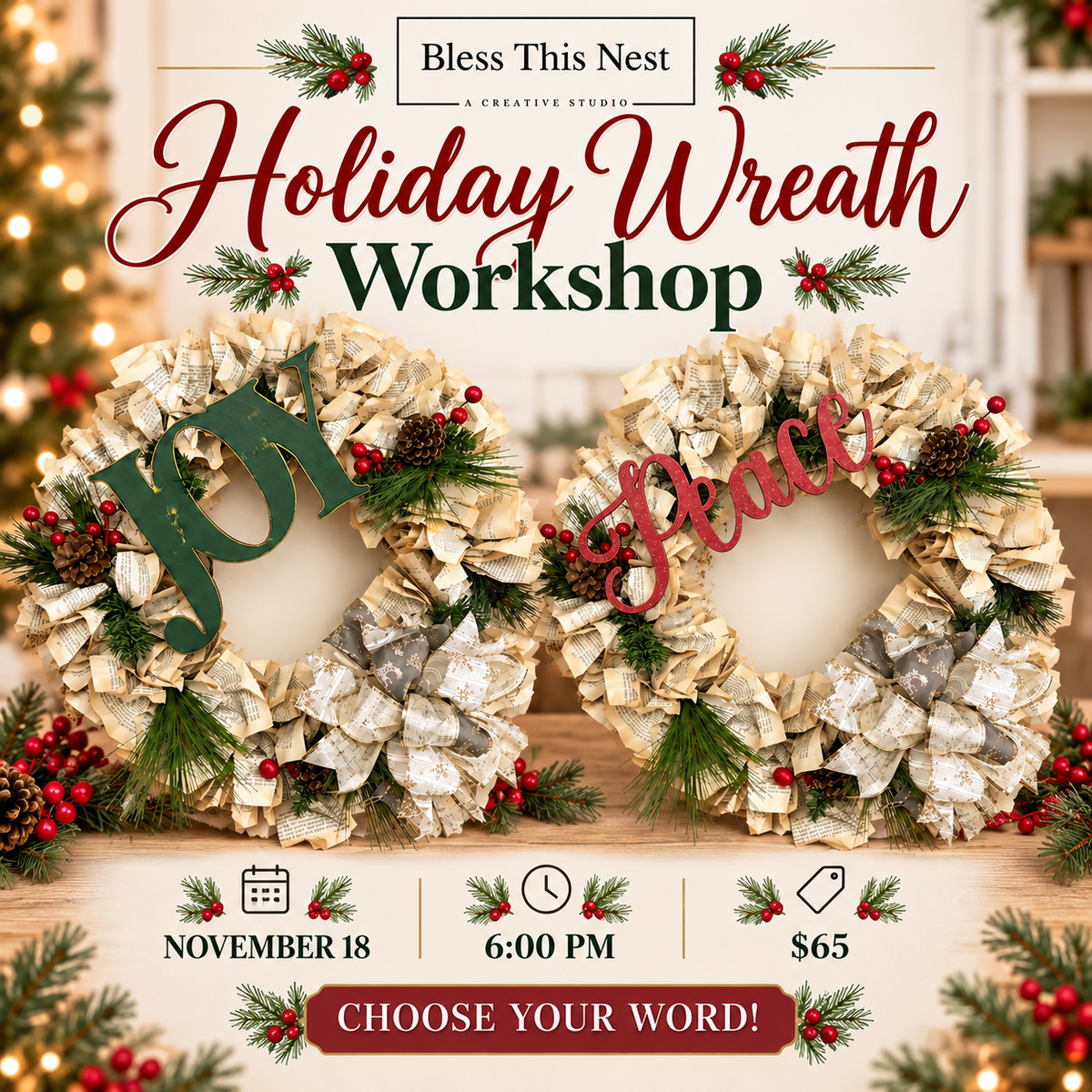 Holiday Wreath Workshop | Choose Your Word