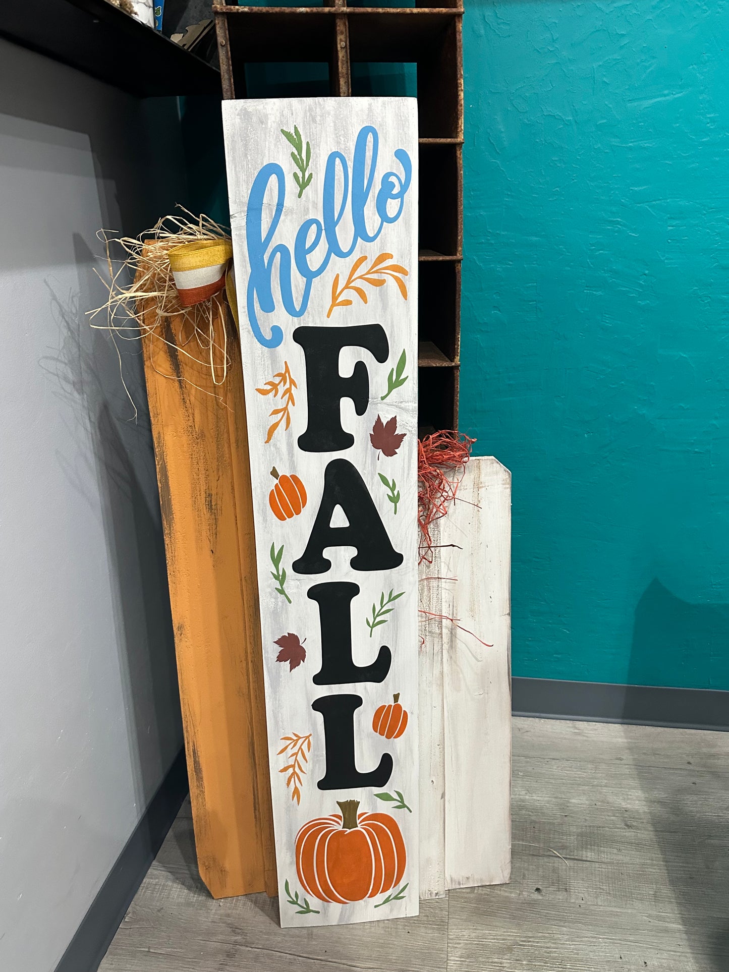 Hello Fall with Pumpkin Porch Sign