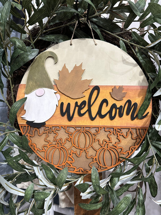 Gnome Fall Welcome Door Hanger