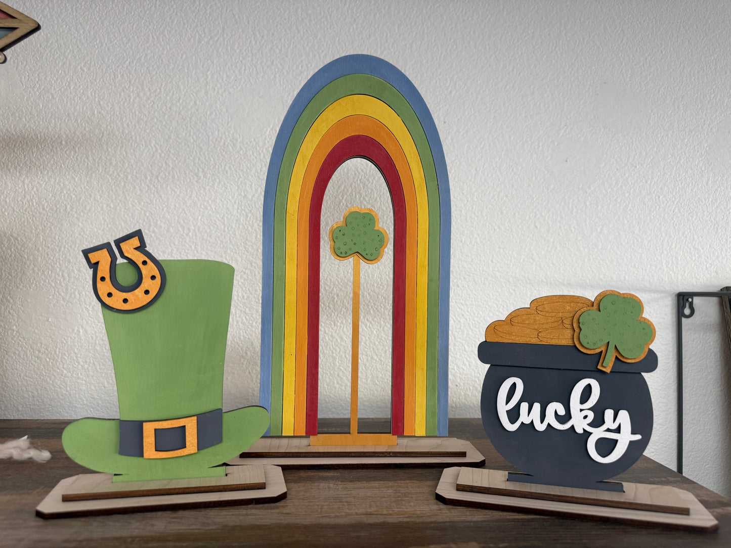 Standing Lucky-Pot of Gold-Rainbow Trio