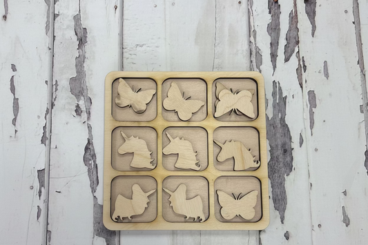 Tic Tac Toe - Unicorn and Butterflies