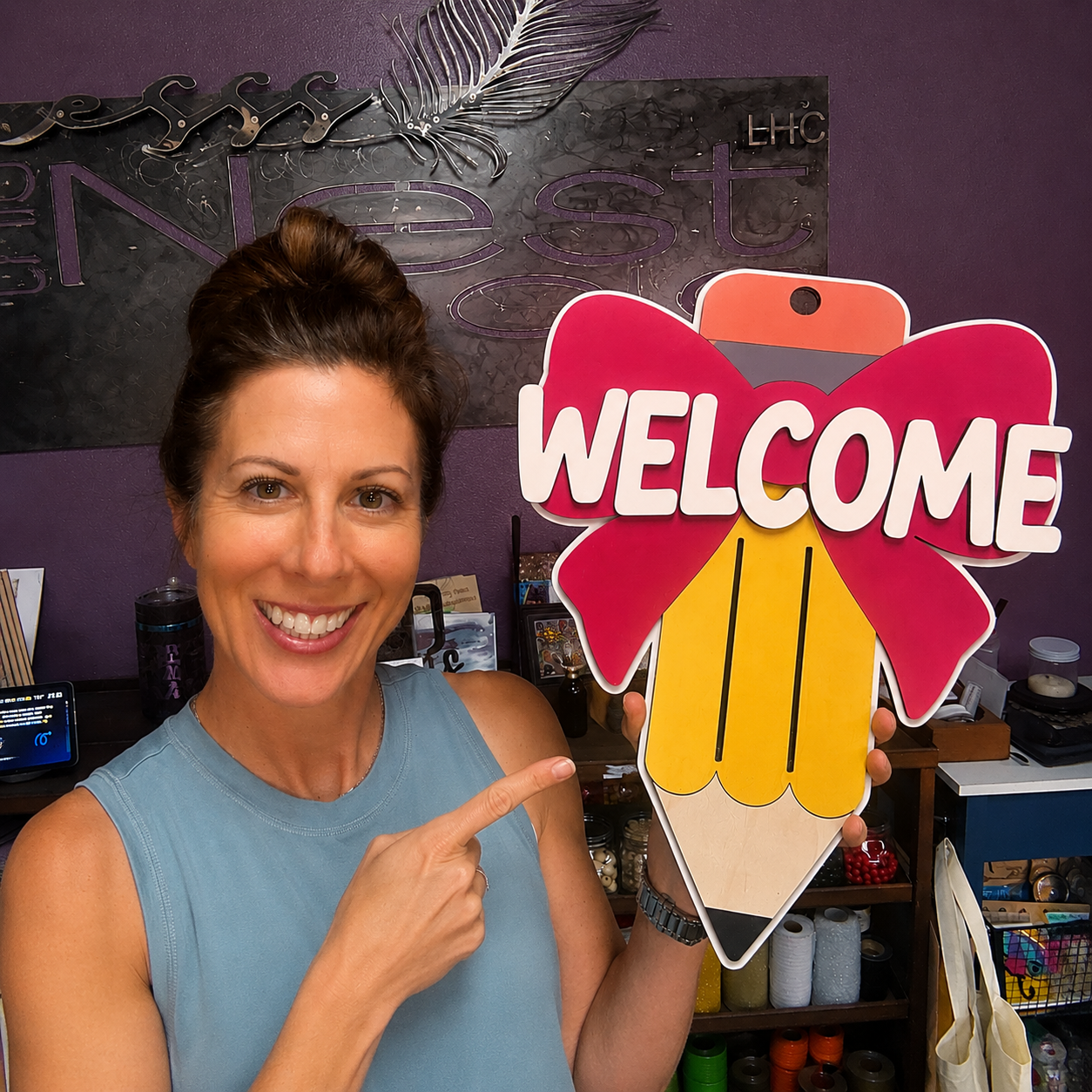 Personalized Pencil with Bow Door Hanger