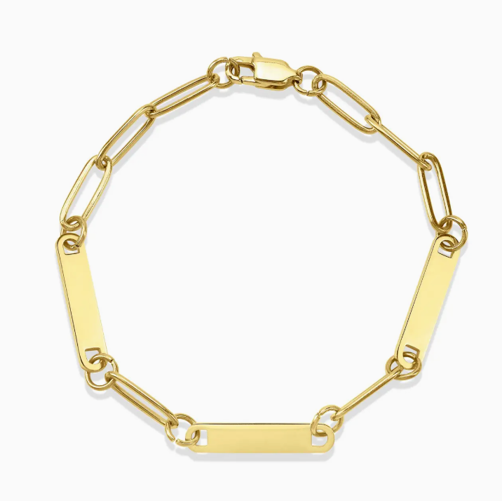Custom Engraved PaperClip Bar Bracelet