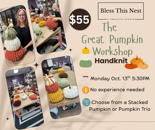 Hand Knit Stacked Pumpkins - 10/13