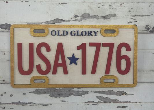Old Glory USA 1776 Wooden Decorative Plate Sign