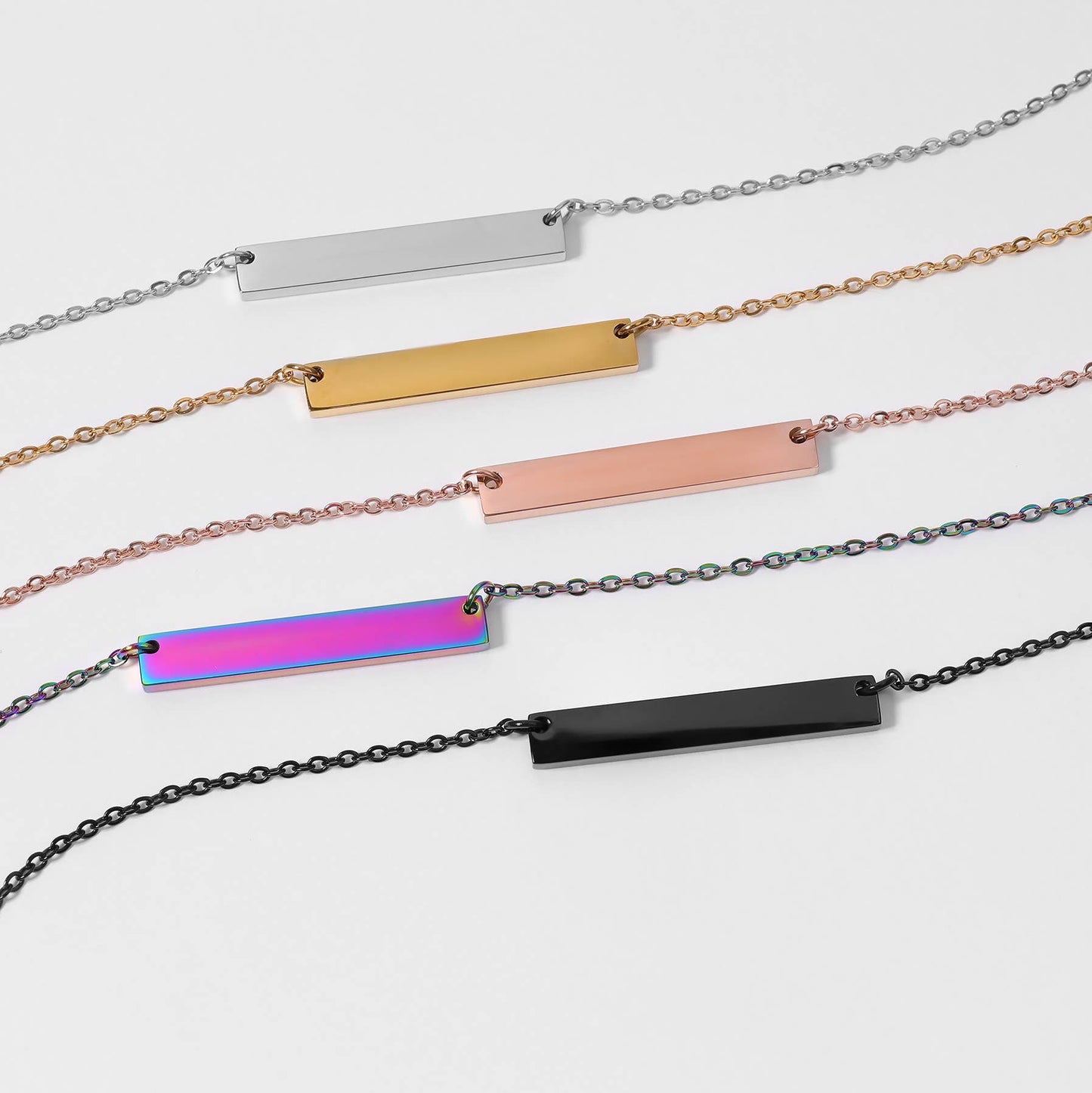 Polished Blank Stainless Steel Bar Necklace