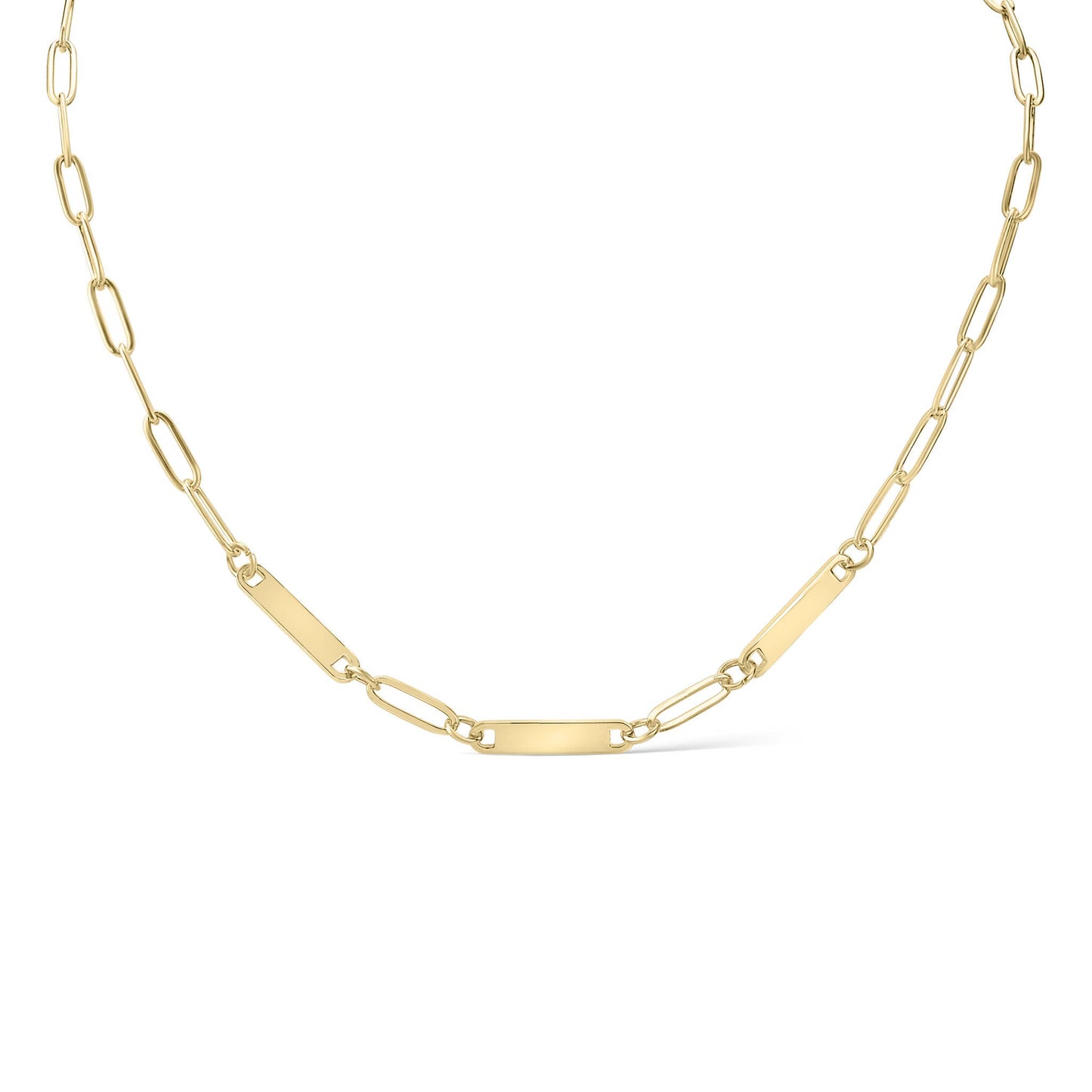 Stainless Steel Engravable Paperclip 3 Bar Necklace