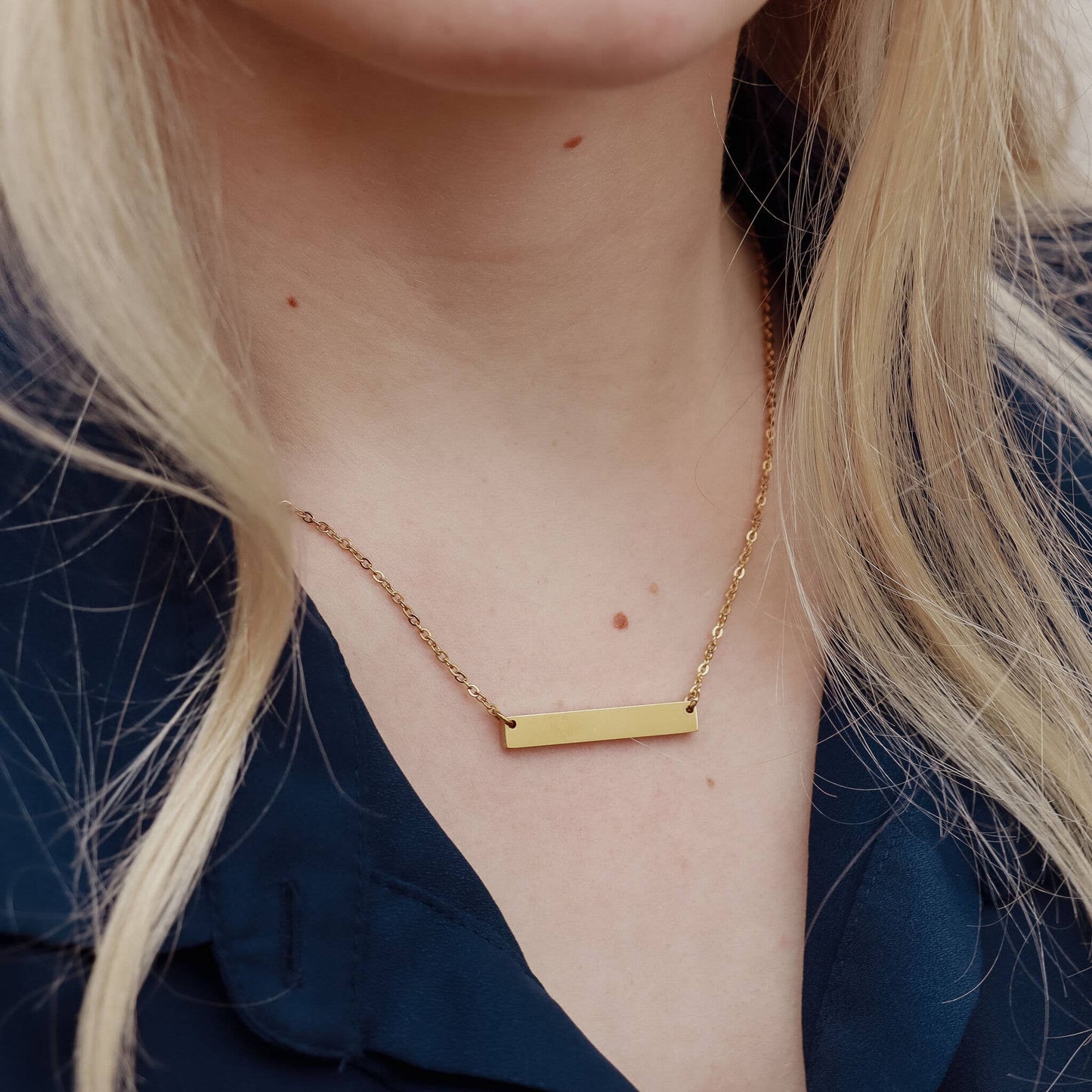 Polished Blank Stainless Steel Bar Necklace