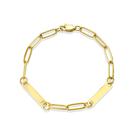 Stainless Steel Engravable Paperclip 2 Bar Bracelet
