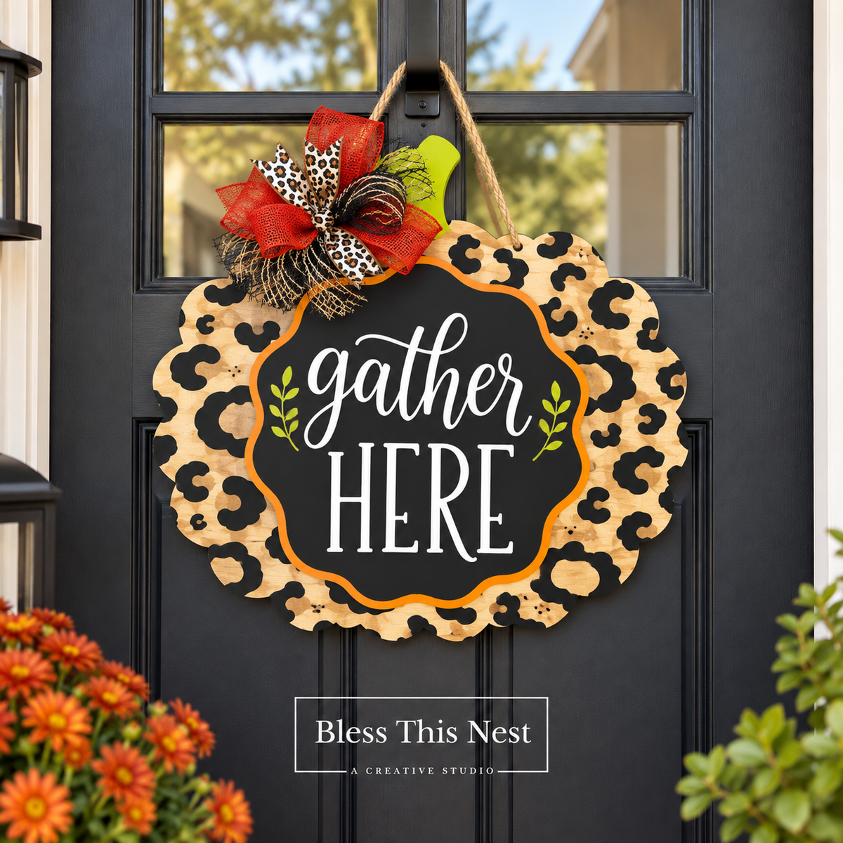 Gather Here Leopard Hanging Pumpkin