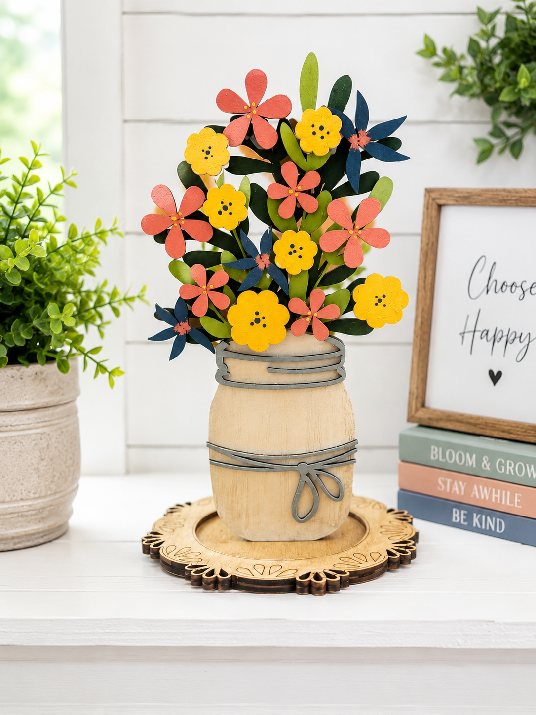 Wooden Mason Jar and Stand