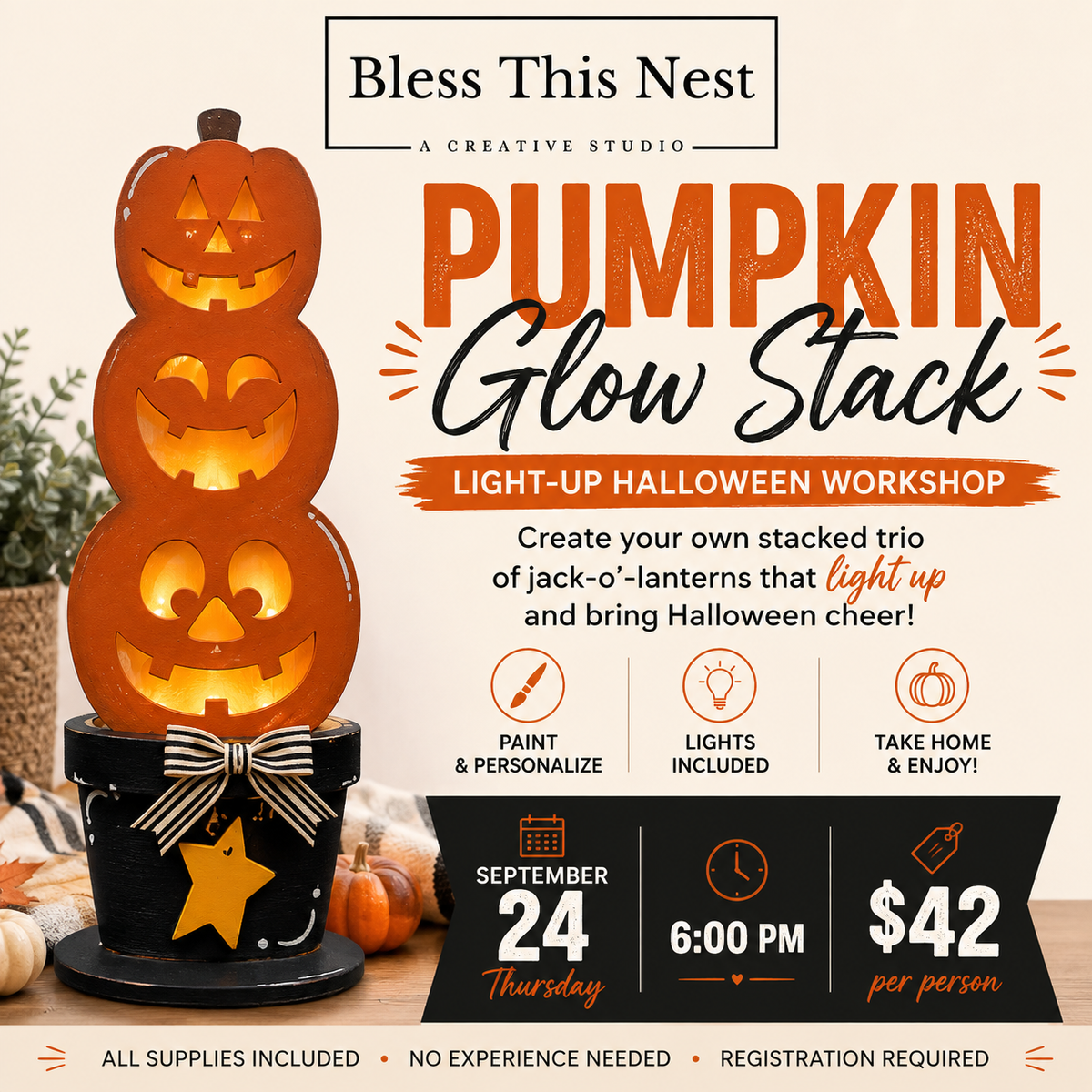 Pumpkin Glow Stack – Light-Up Halloween Workshop