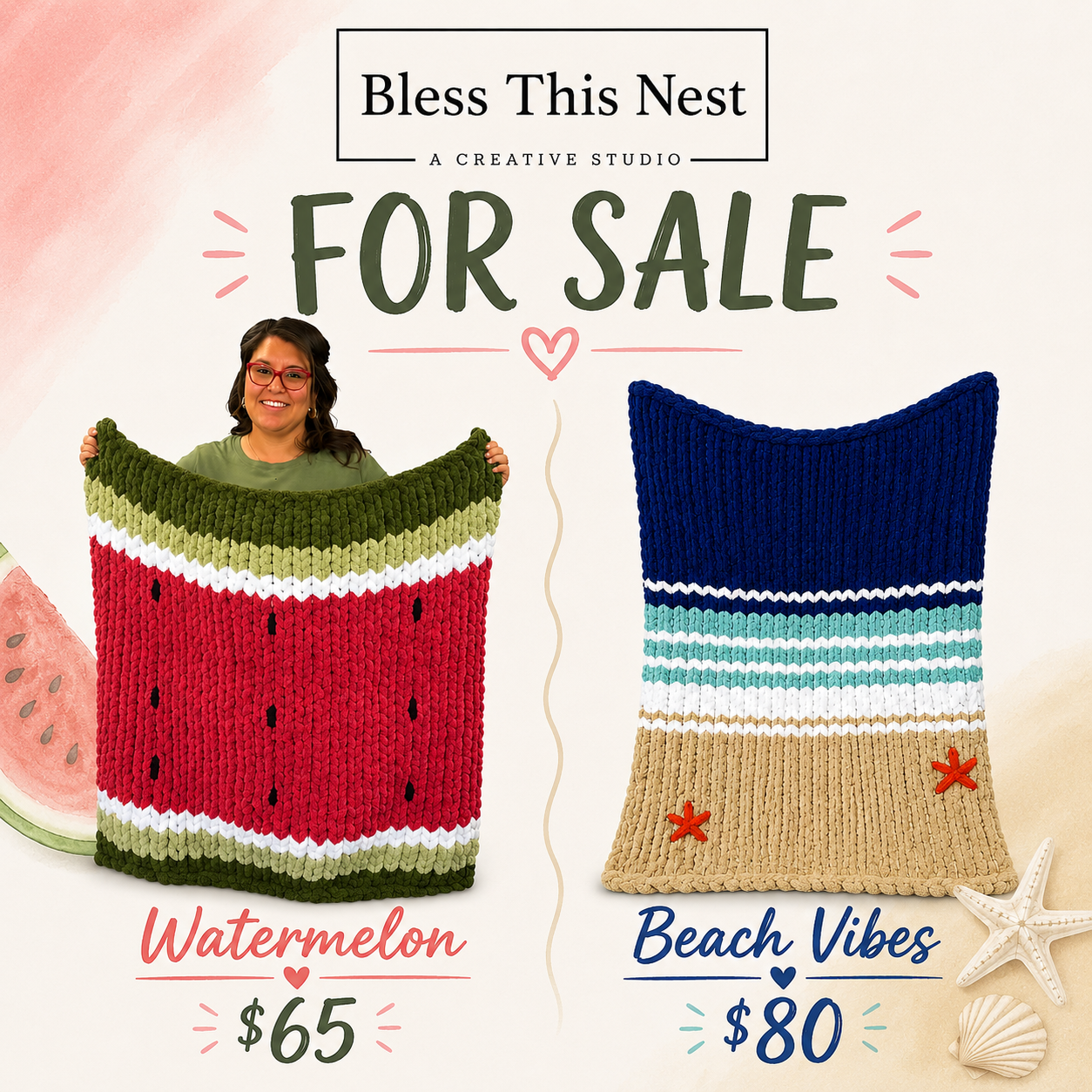 Studio Sample Hand Knit Blanket – Ready to Take Home