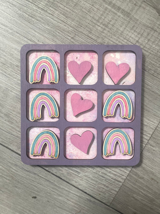 Rainbows and Hearts Tic Tac Toe