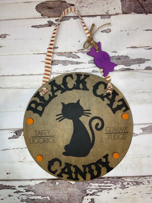 Black Cat Candy Sign