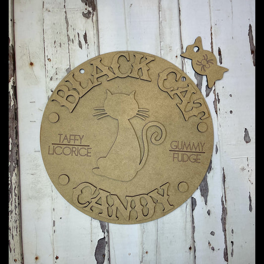 Black Cat Candy Sign