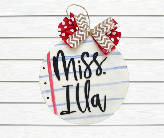 Round Notebook Personalized Sign